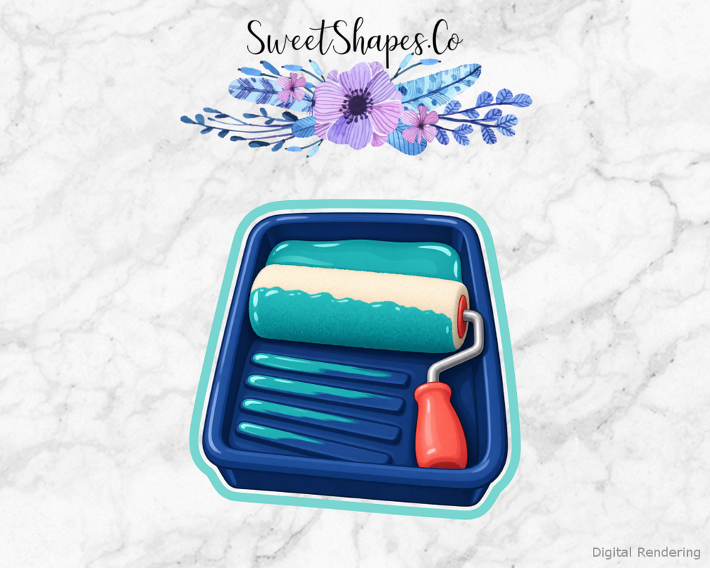 Teal Splash Paint Roller Tray Cookie Cutter
