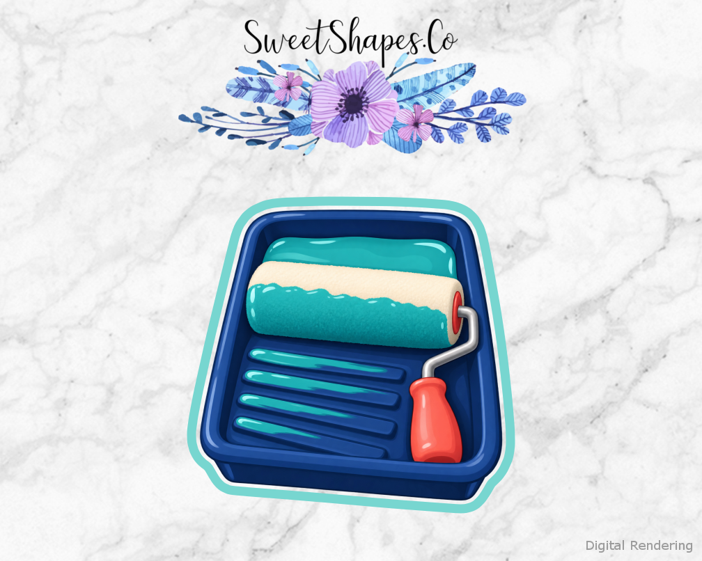 Teal Splash Paint Roller Tray Cookie Cutter