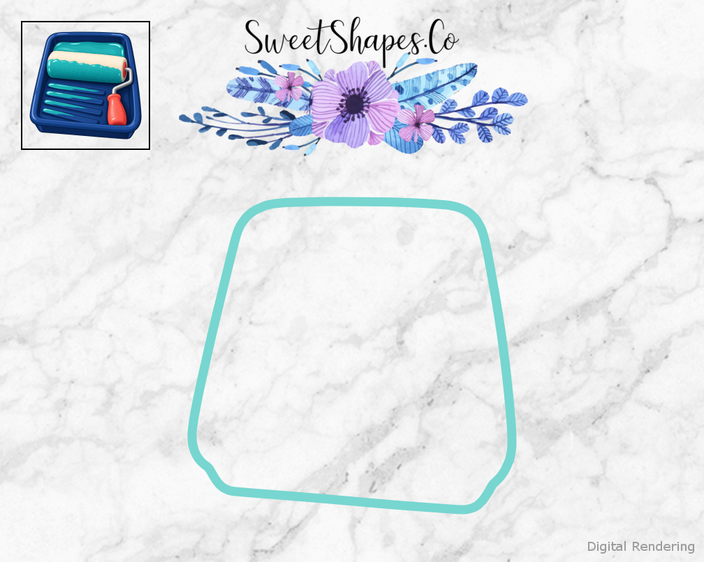 Teal Splash Paint Roller Tray Cookie Cutter