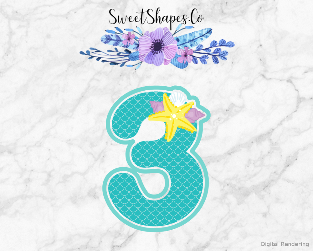 Under The Sea Number 3 Cookie Cutter
