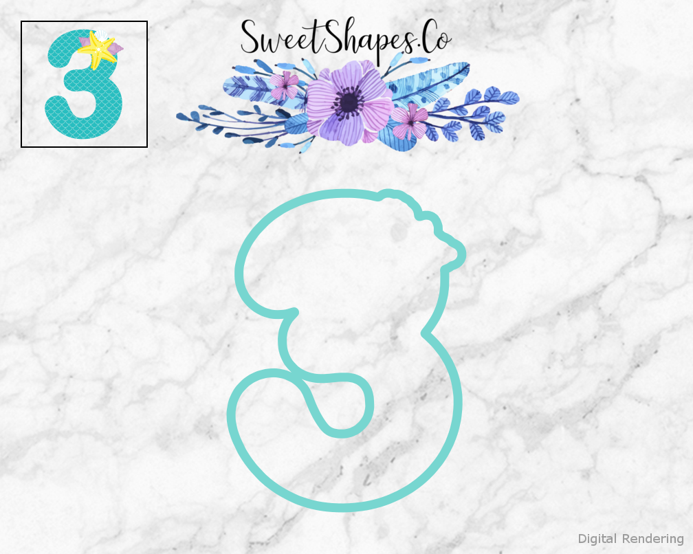 Under The Sea Number 3 Cookie Cutter