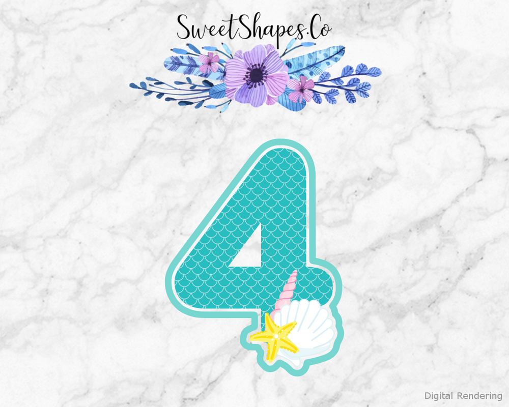 Under The Sea Number 4 Cookie Cutter