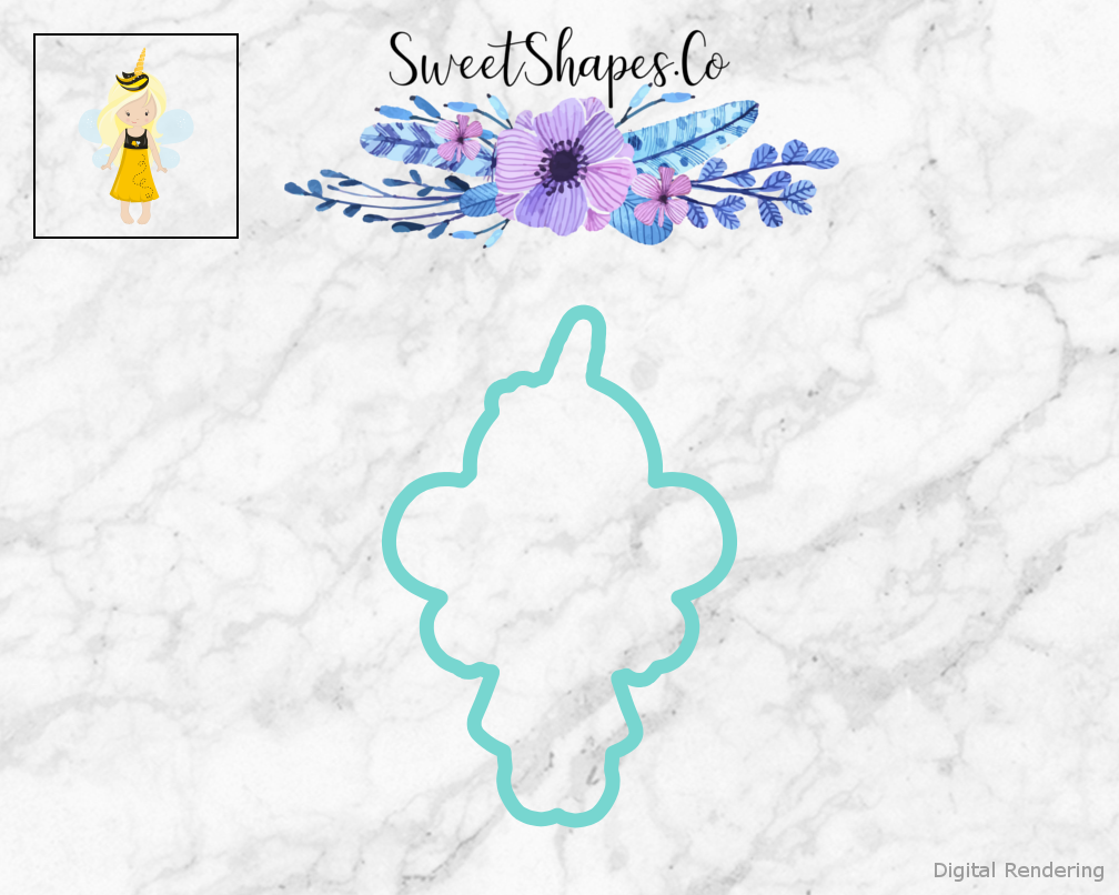 Unicorn Bee Girl 2 Cookie Cutter