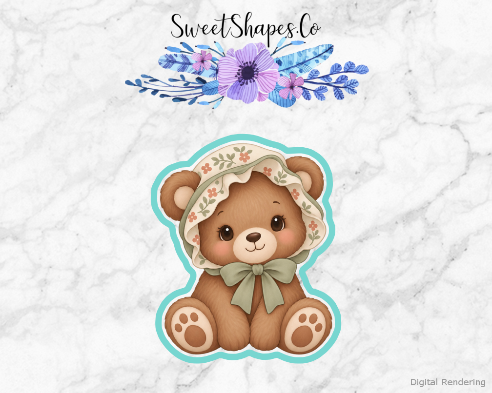 Woodland Shower Bonnet-Wearing Bear Cookie Cutter