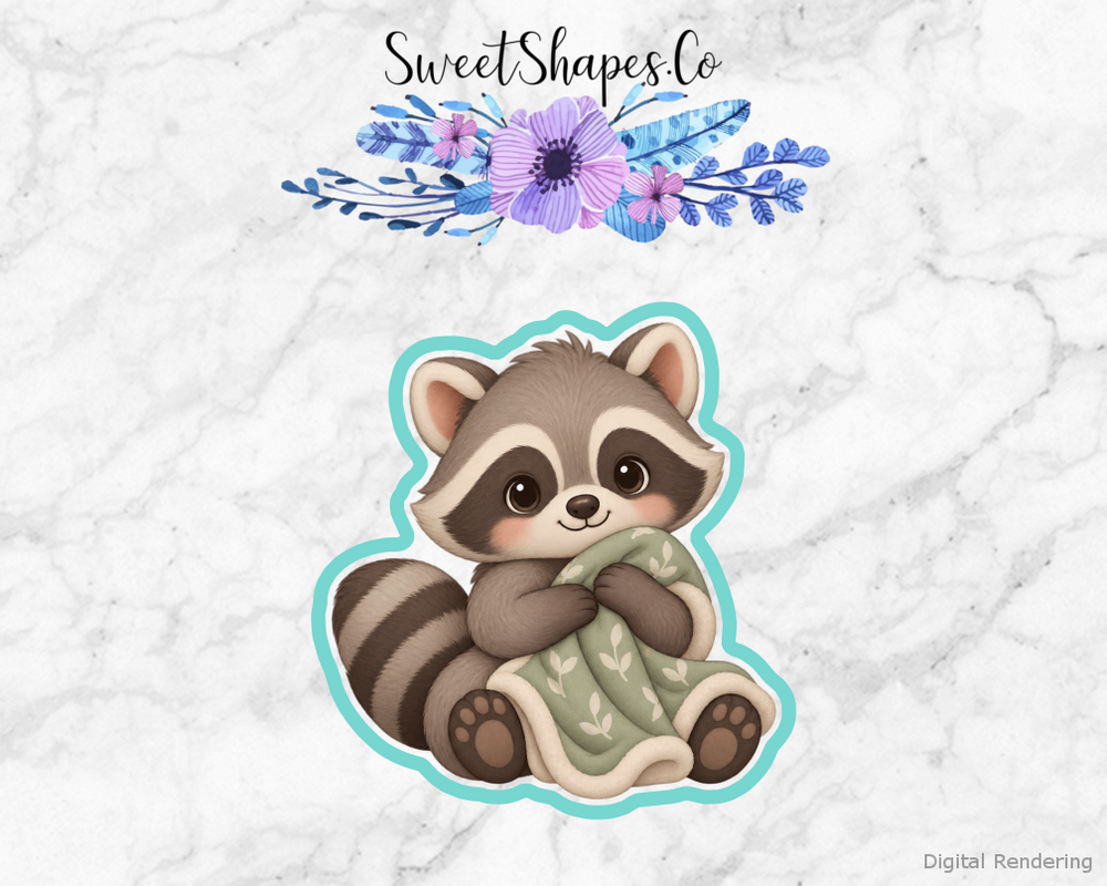 Woodland Shower Raccoon With Blanket Cookie Cutter