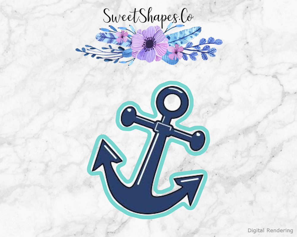 Anchor Cookie Cutter — artwork with a close-fitting teal outline