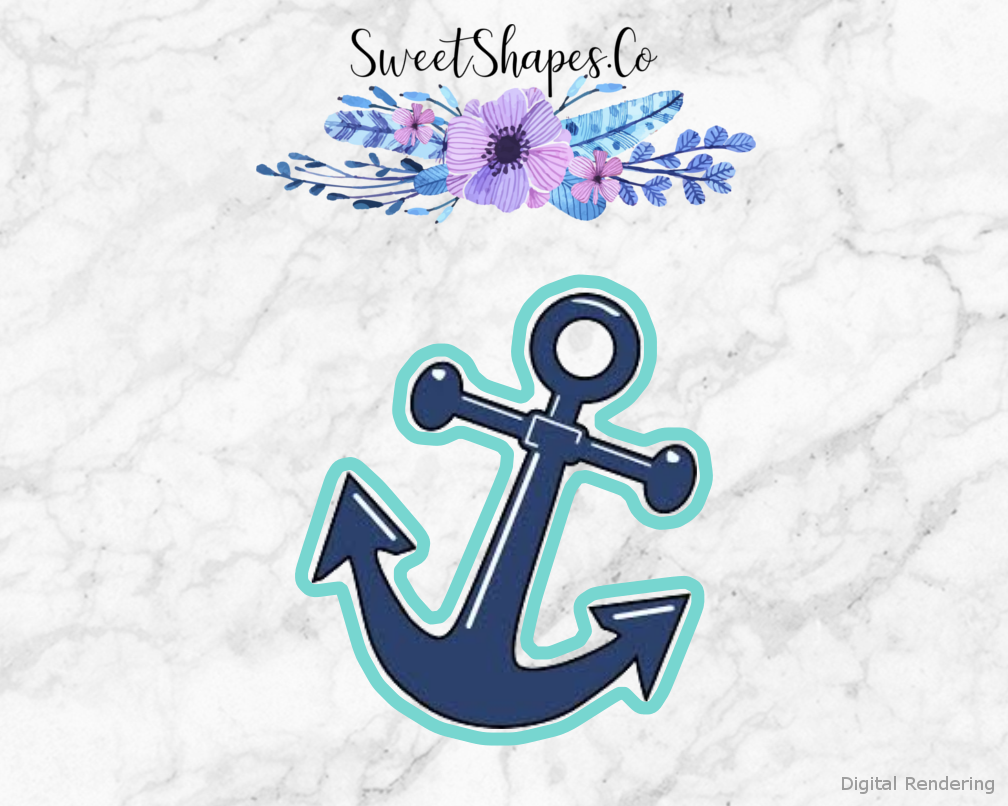 Anchor Cookie Cutter — artwork with a close-fitting teal outline