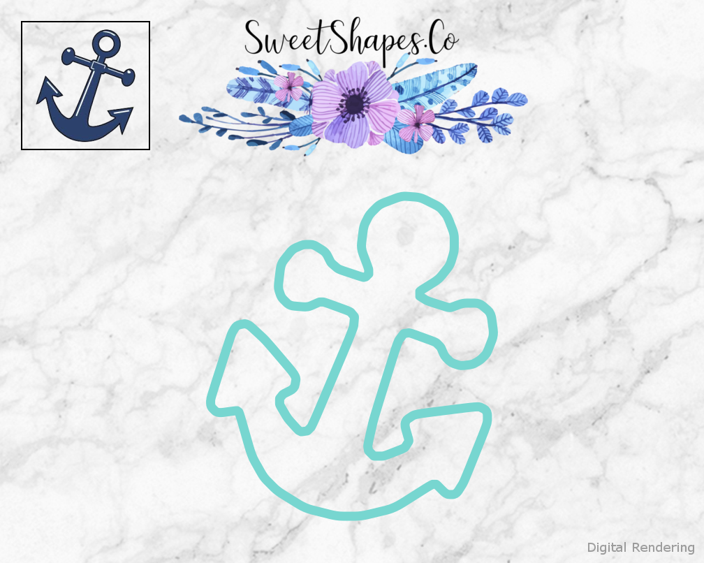 Anchor Cookie Cutter — teal outline with a small artwork preview