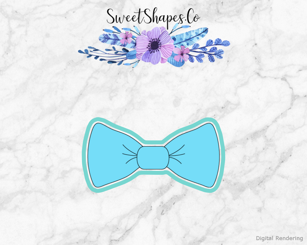 Bow Tie Cookie Cutter — artwork with a close-fitting teal outline