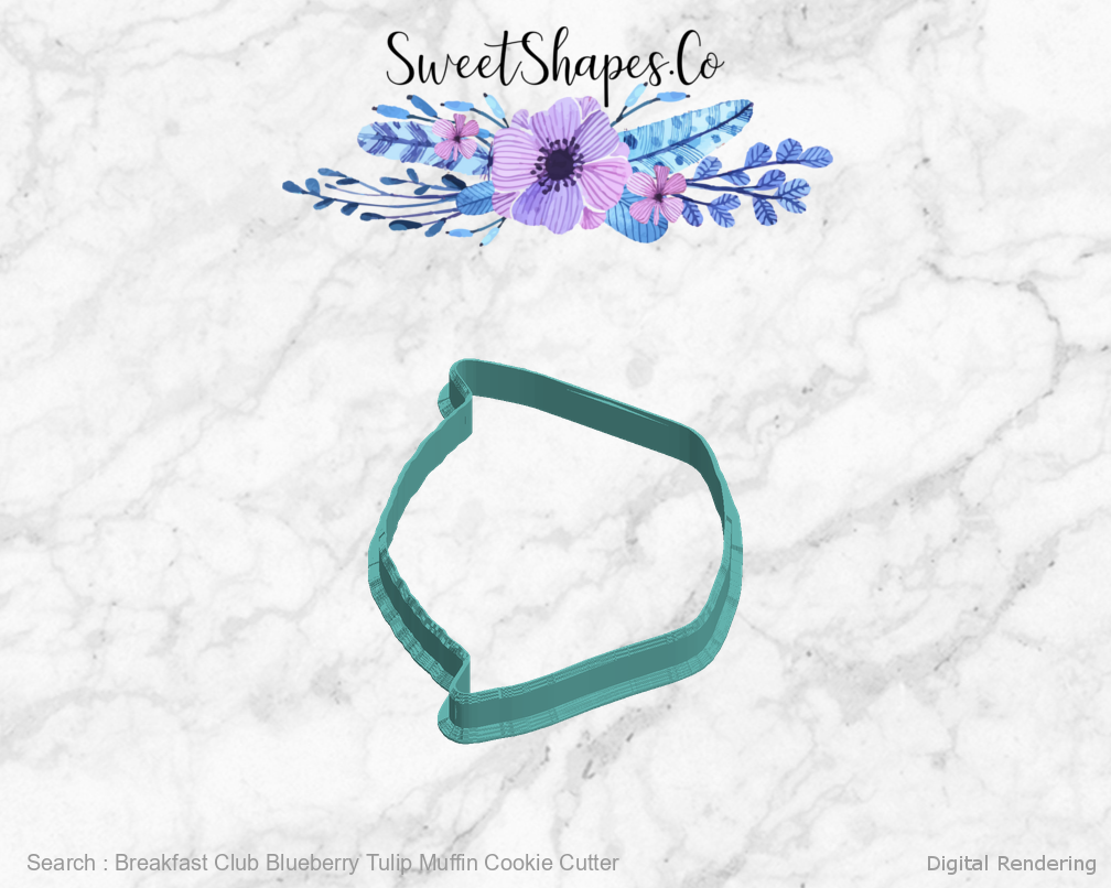Breakfast Club Blueberry Tulip Muffin Cookie Cutter — left manufacturing view