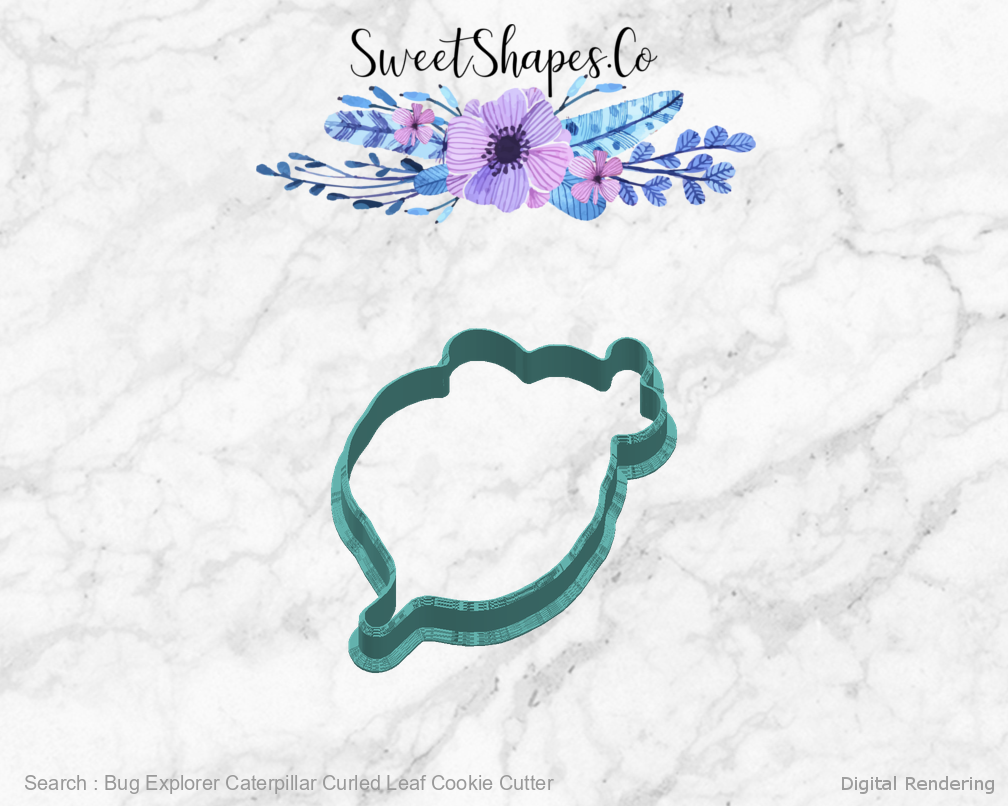 Bug Explorer Caterpillar Curled Leaf Cookie Cutter — 03-right manufacturing preview