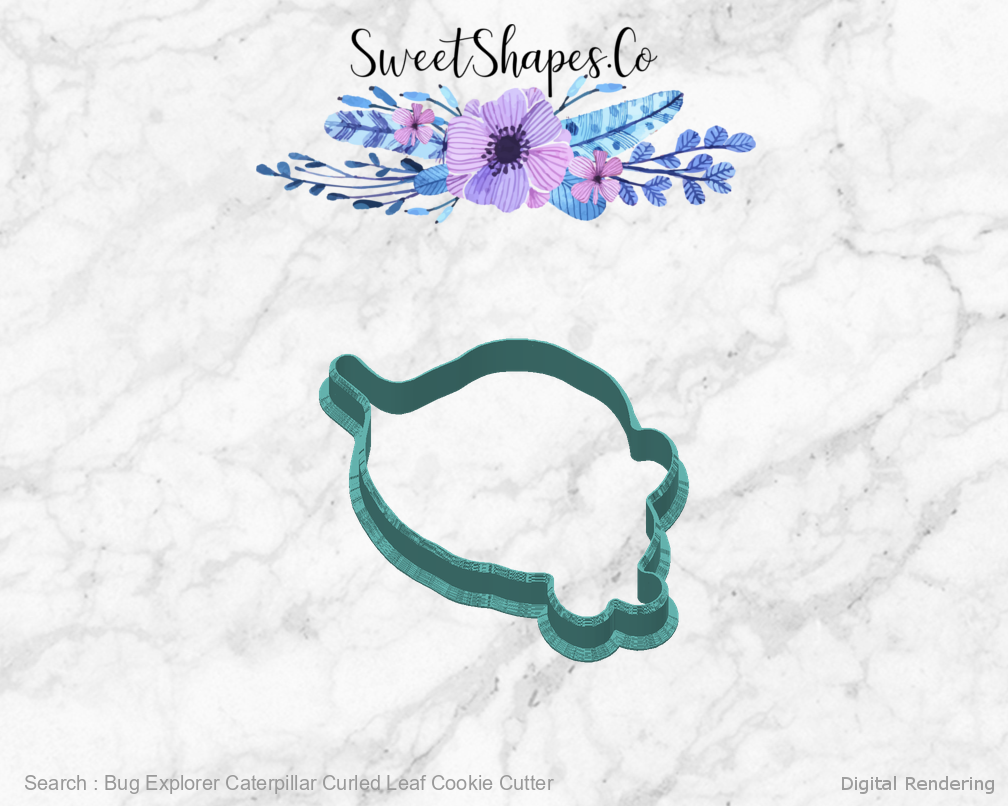 Bug Explorer Caterpillar Curled Leaf Cookie Cutter — 04-back manufacturing preview