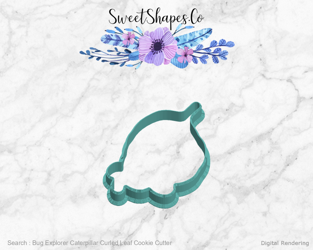Bug Explorer Caterpillar Curled Leaf Cookie Cutter — 05-left manufacturing preview