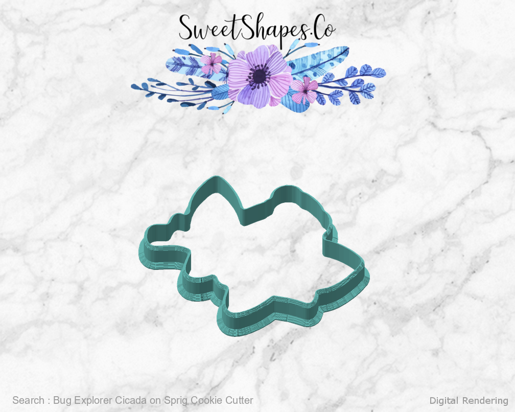 Bug Explorer Cicada on Sprig Cookie Cutter — 02-front-45 manufacturing preview