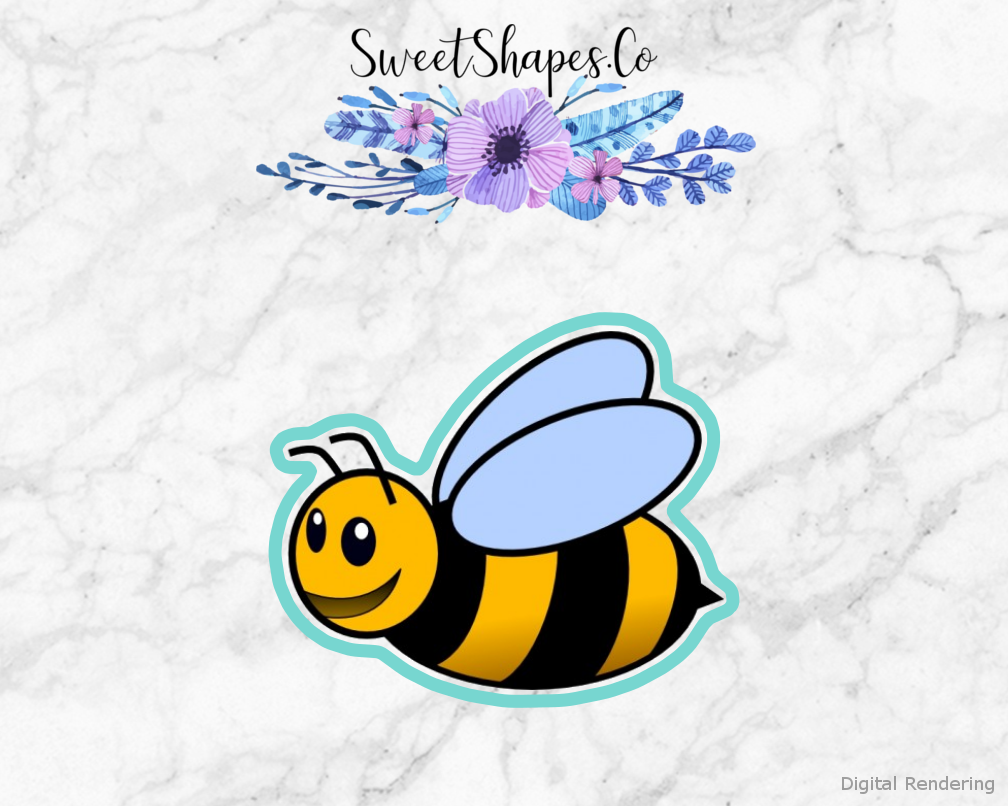 Bumble Bee Cookie Cutter — artwork with a close-fitting teal outline
