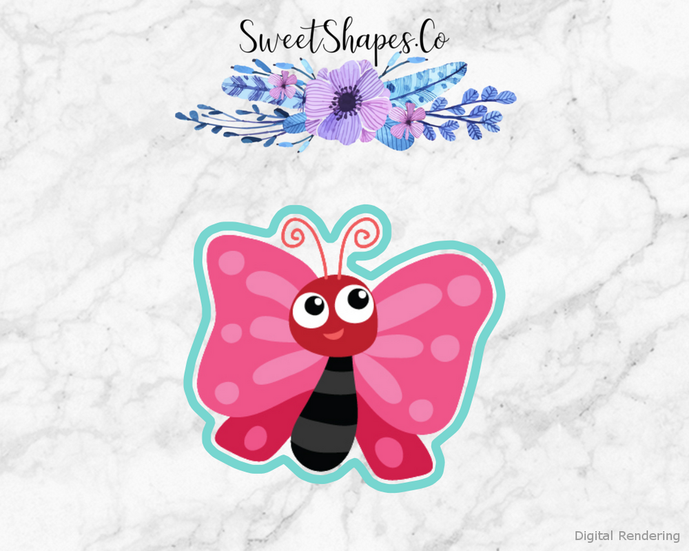 Butterfly Cookie Cutter — artwork with a close-fitting teal outline