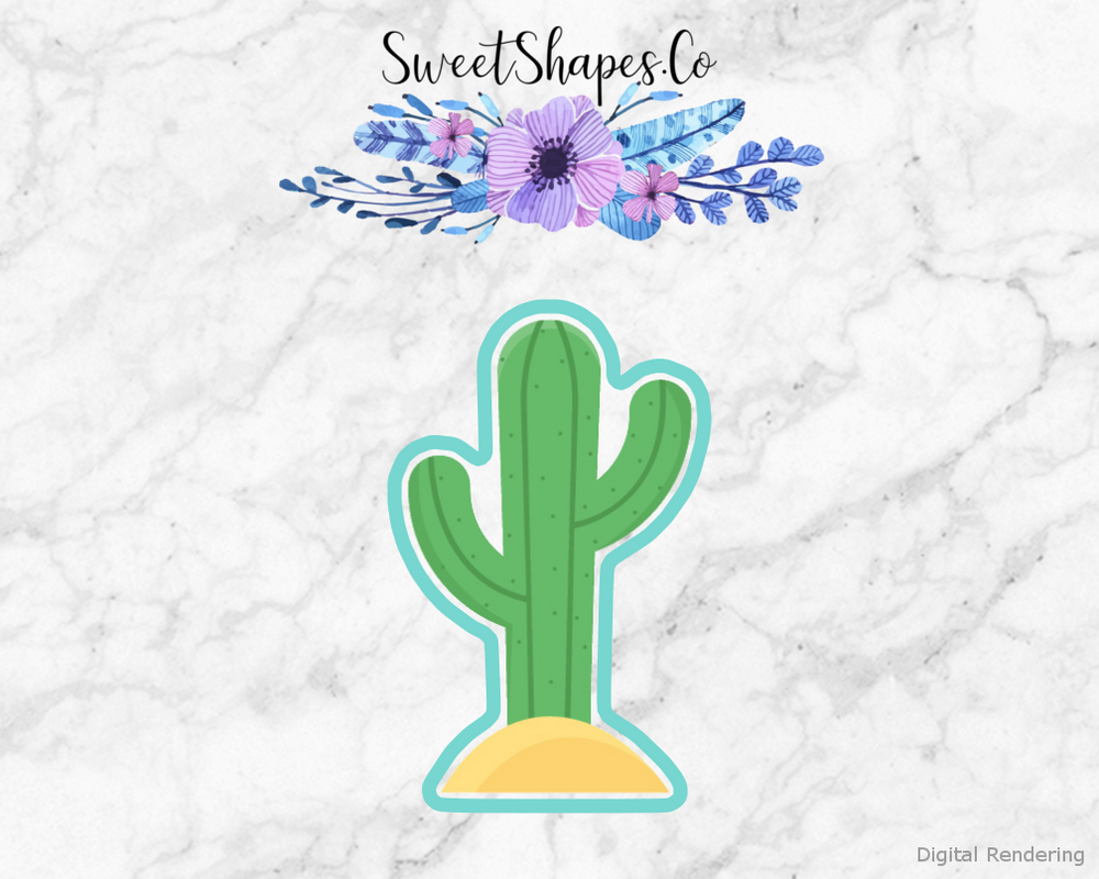 Cactus Cookie Cutter — artwork with a close-fitting teal outline