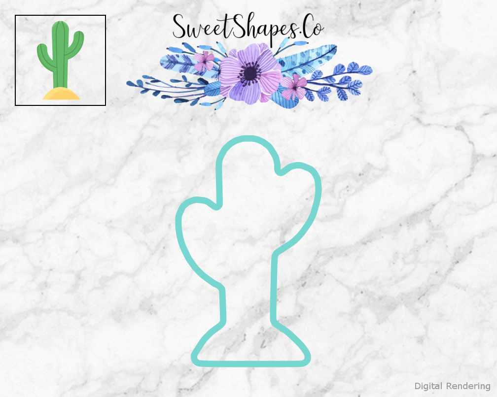 Cactus Cookie Cutter — teal outline with a small artwork preview