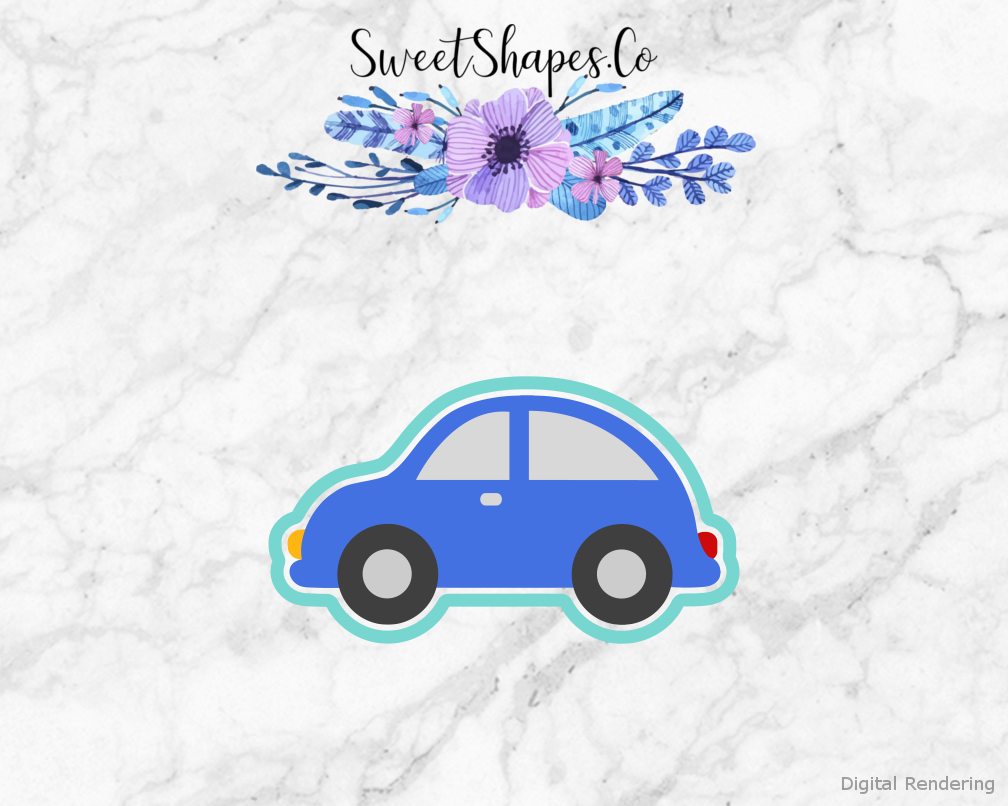 Car Cookie Cutter — artwork with a close-fitting teal outline
