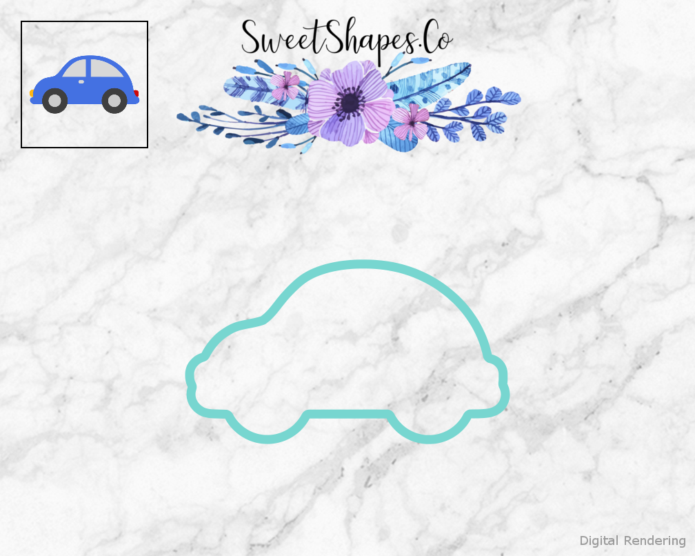 Car Cookie Cutter — teal outline with a small artwork preview