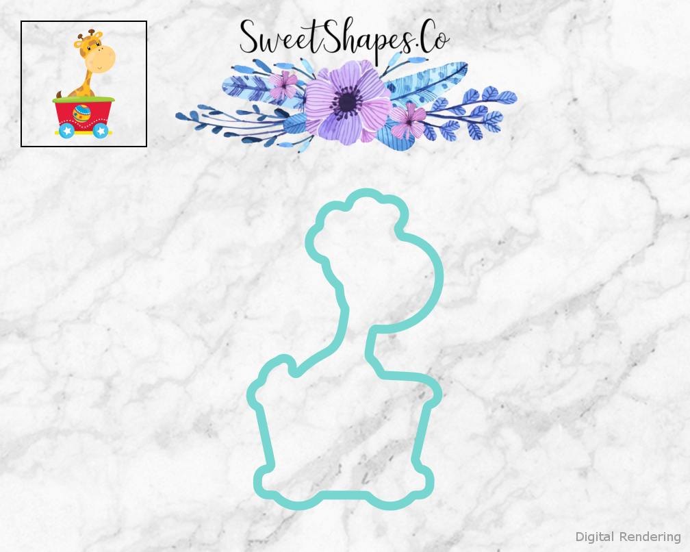 Circus Train Giraffe Cookie Cutter — teal outline with a small artwork preview