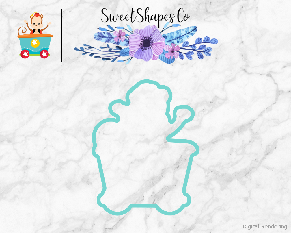 Circus Train Monkey Cookie Cutter — teal outline with a small artwork preview