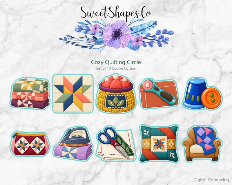 Cozy Quilting Circle Cookie Cutters - Set of 10