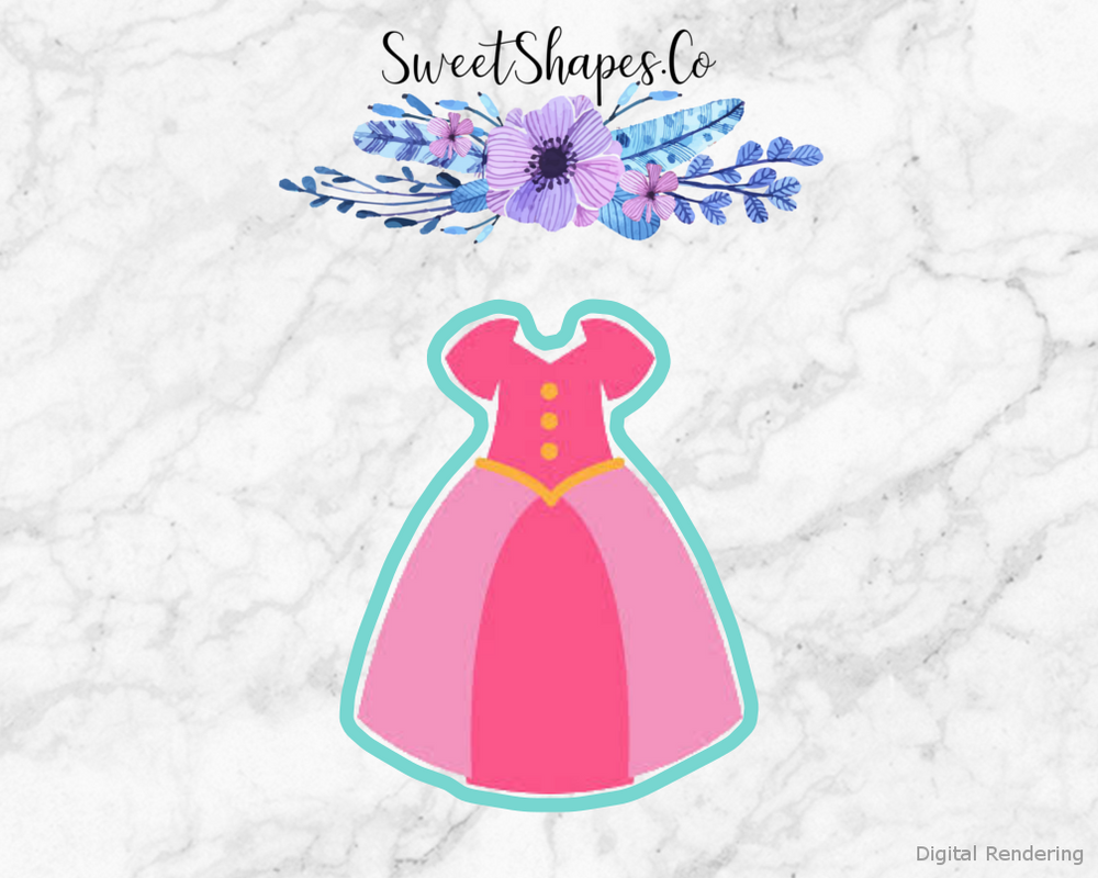 Dress 1 Cookie Cutter — artwork with a close-fitting teal outline