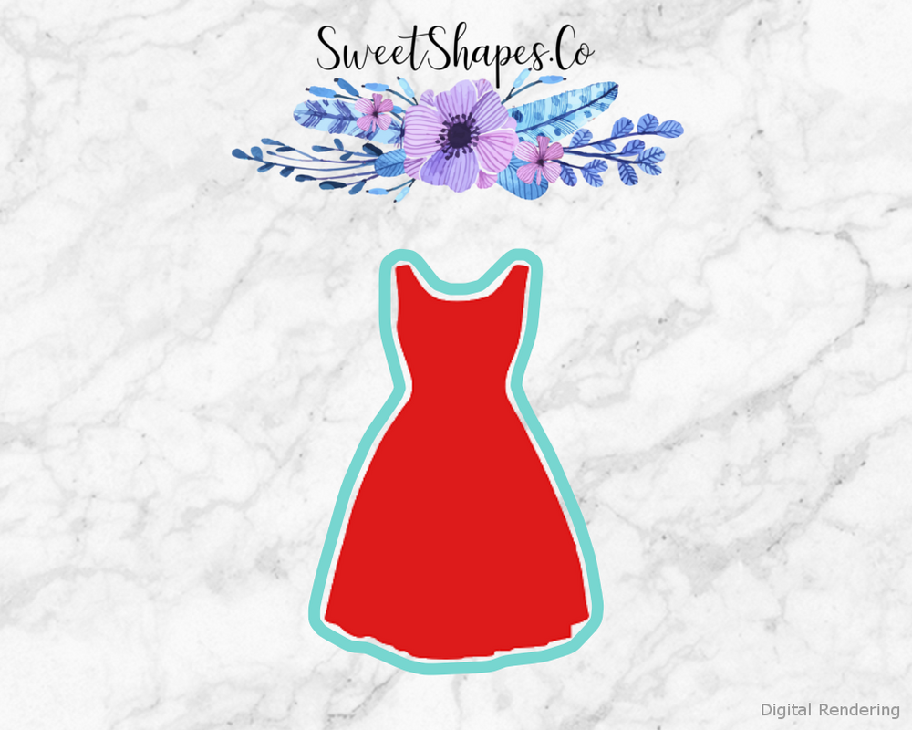 Dress 2 Cookie Cutter — artwork with a close-fitting teal outline