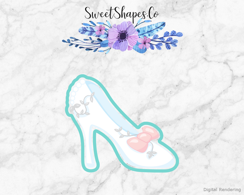 Elegant Wedding Shoe Cookie Cutter — artwork with a close-fitting teal outline
