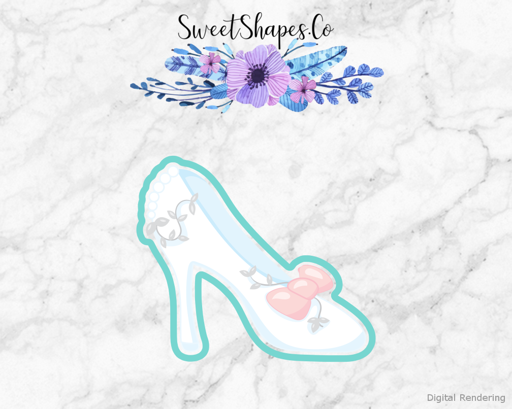 Elegant Wedding Shoe Cookie Cutter — artwork with a close-fitting teal outline