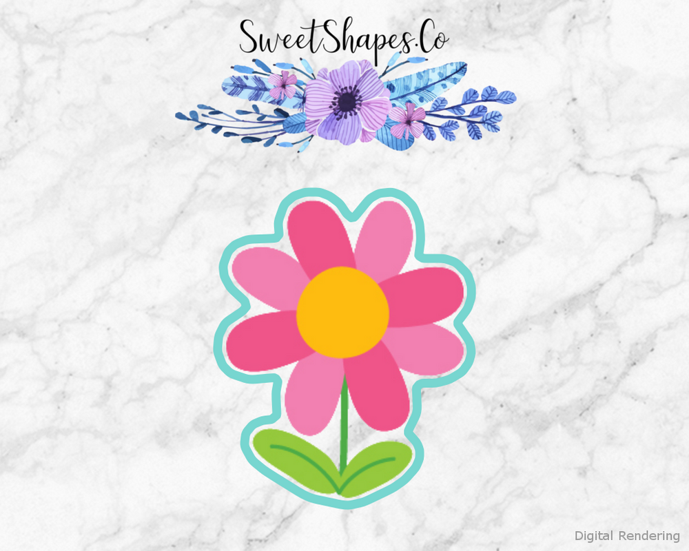Flower Cookie Cutter — artwork with a close-fitting teal outline