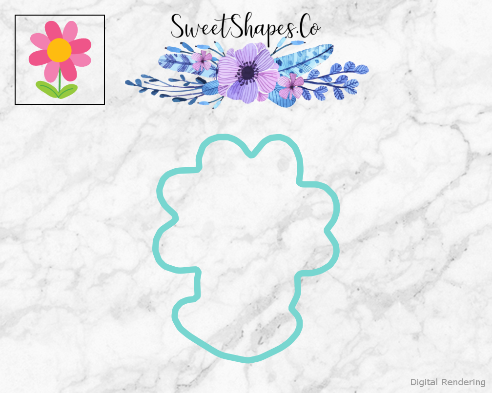 Flower Cookie Cutter — teal outline with a small artwork preview