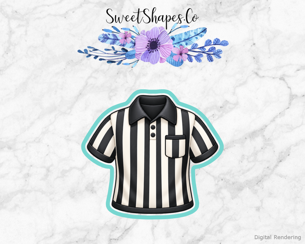 Game Day Referee Shirt cookie cutter artwork with teal cutting outline - part of the Football Game Day set