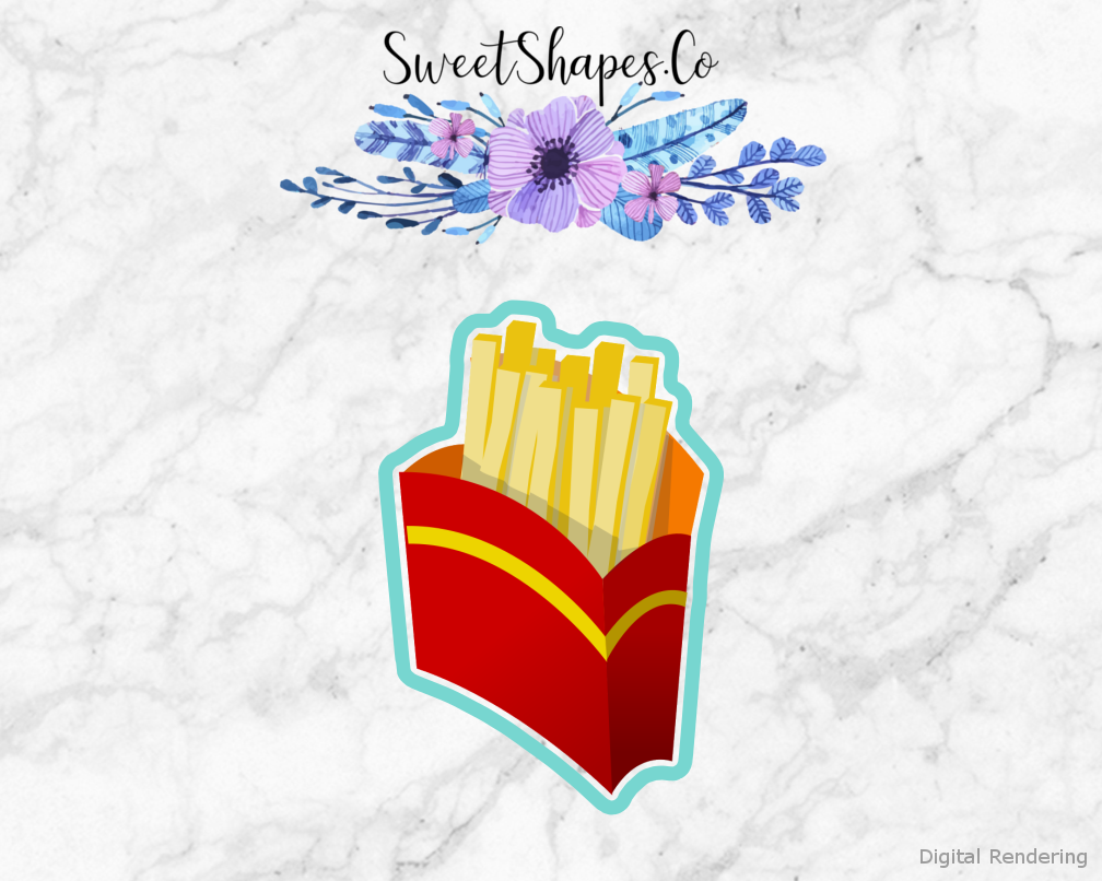Fries Cookie Cutter — artwork with a close-fitting teal outline