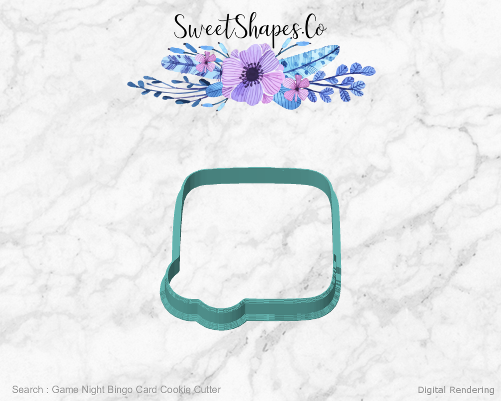 Game Night Bingo Card Cookie Cutter - 0 degree manufacturing preview