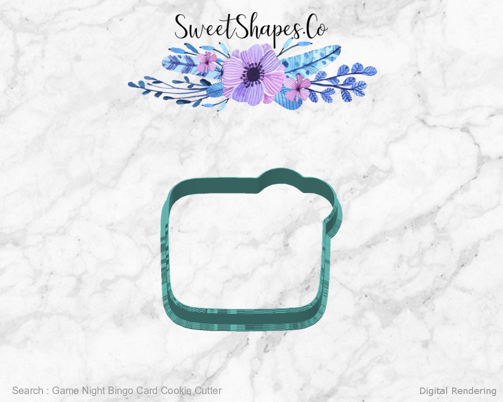 Game Night Bingo Card Cookie Cutter - 180 degree manufacturing preview