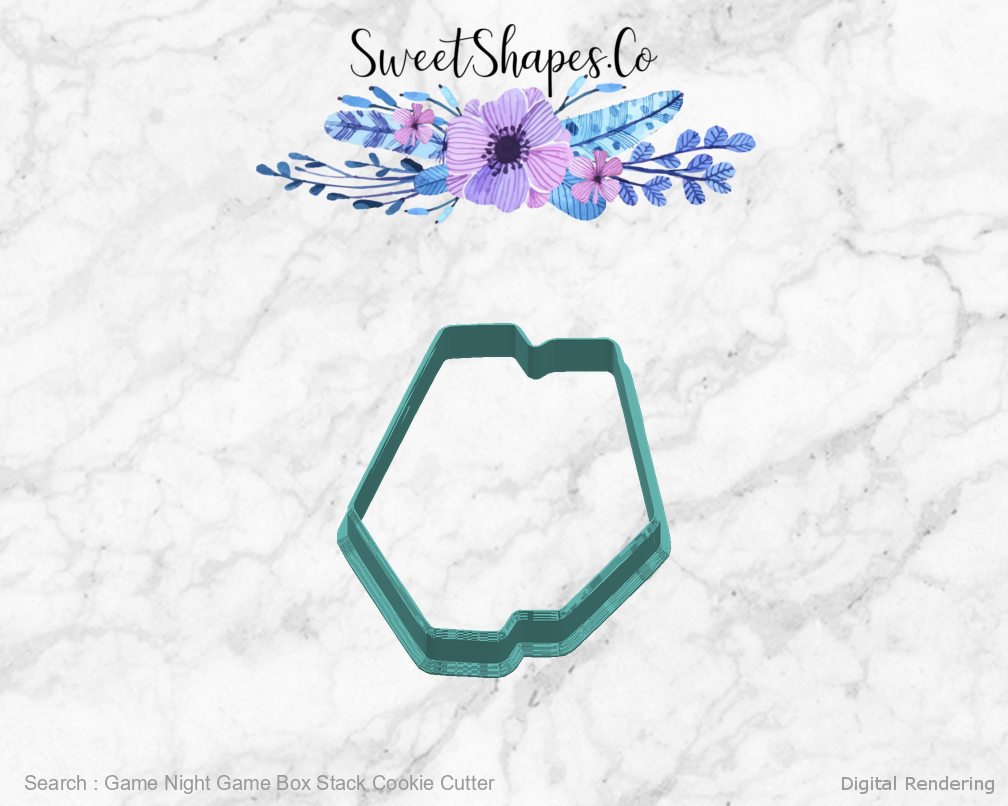 Game Night Game Box Stack Cookie Cutter - 90 degree manufacturing preview