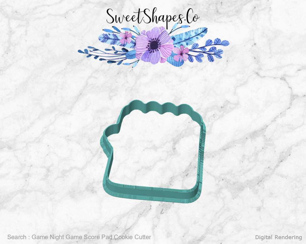 Game Night Game Score Pad Cookie Cutter - 0 degree manufacturing preview