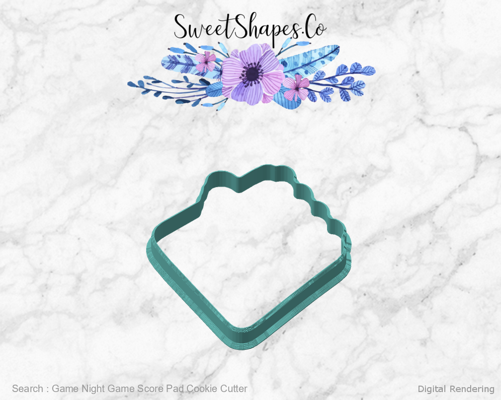Game Night Game Score Pad Cookie Cutter - 45 degree manufacturing preview