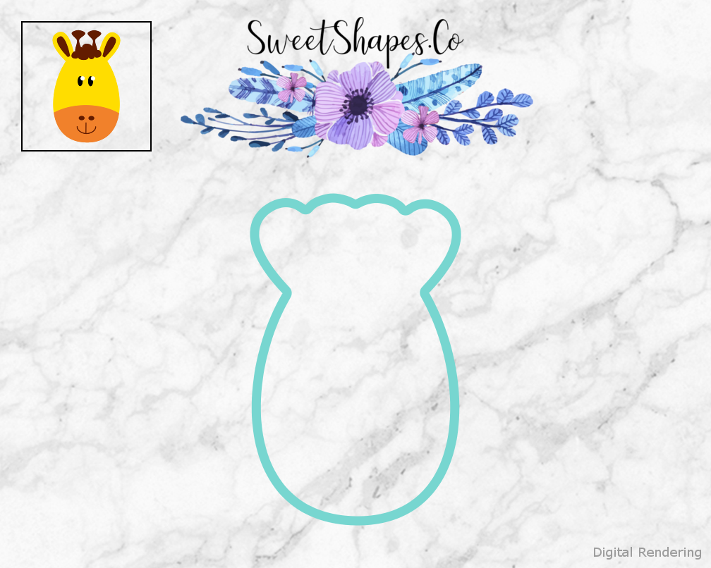 Giraffe Face Cookie Cutter — teal outline with a small artwork preview