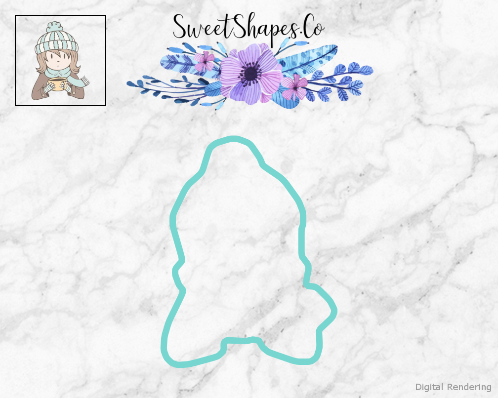 Girl With A Coffee Cup Cookie Cutter — teal outline with a small artwork preview
