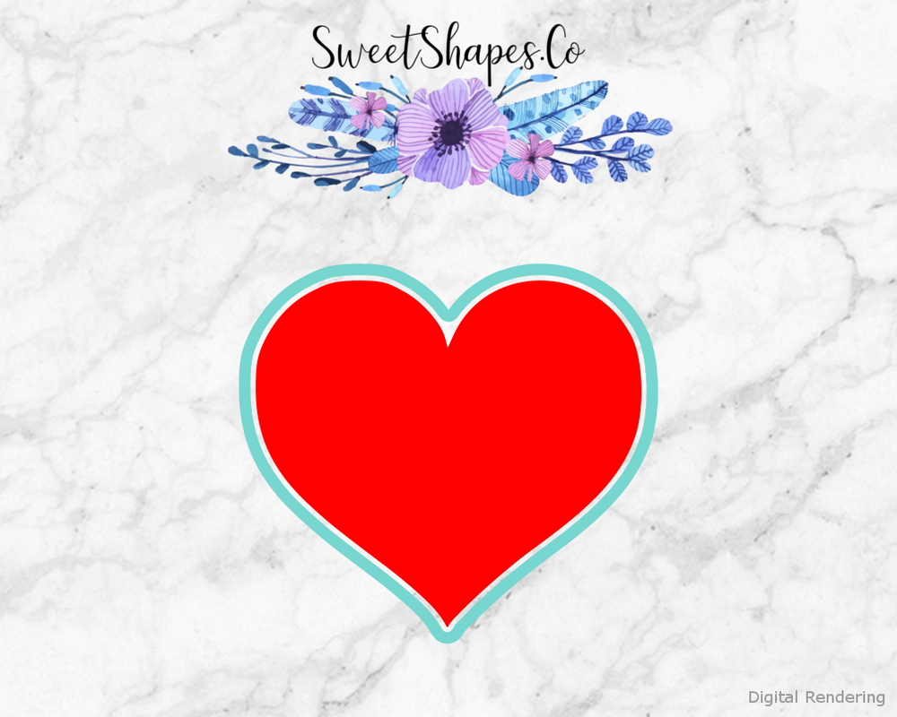 Heart Cookie Cutter — artwork with a close-fitting teal outline