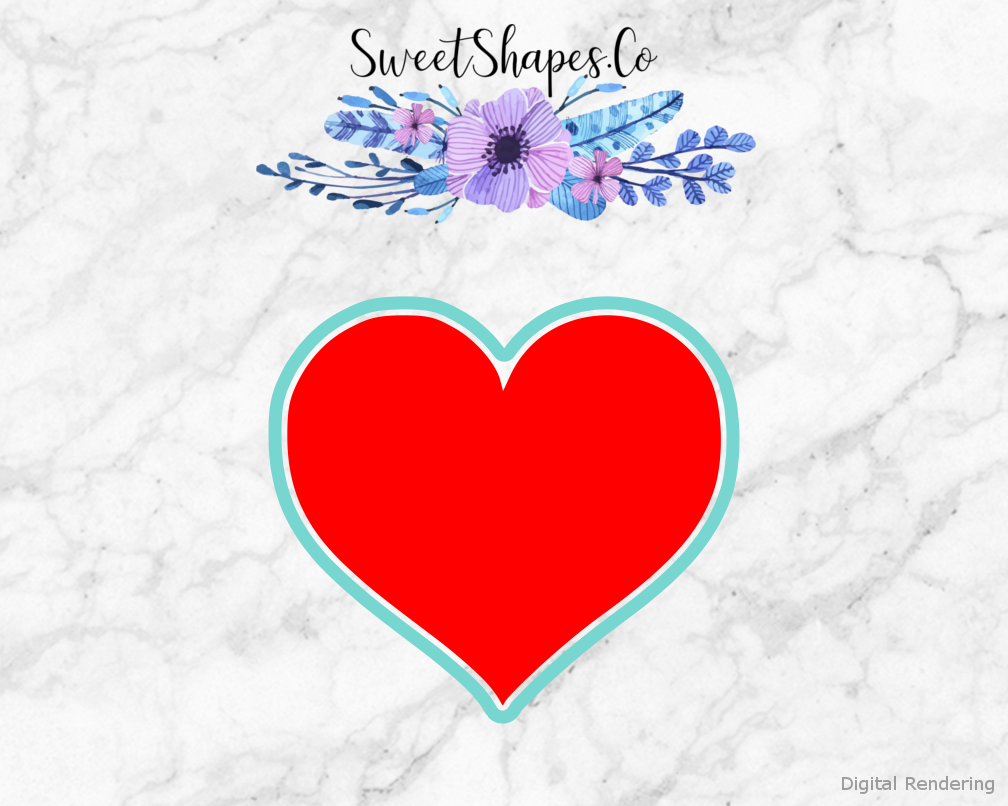Heart Cookie Cutter — artwork with a close-fitting teal outline