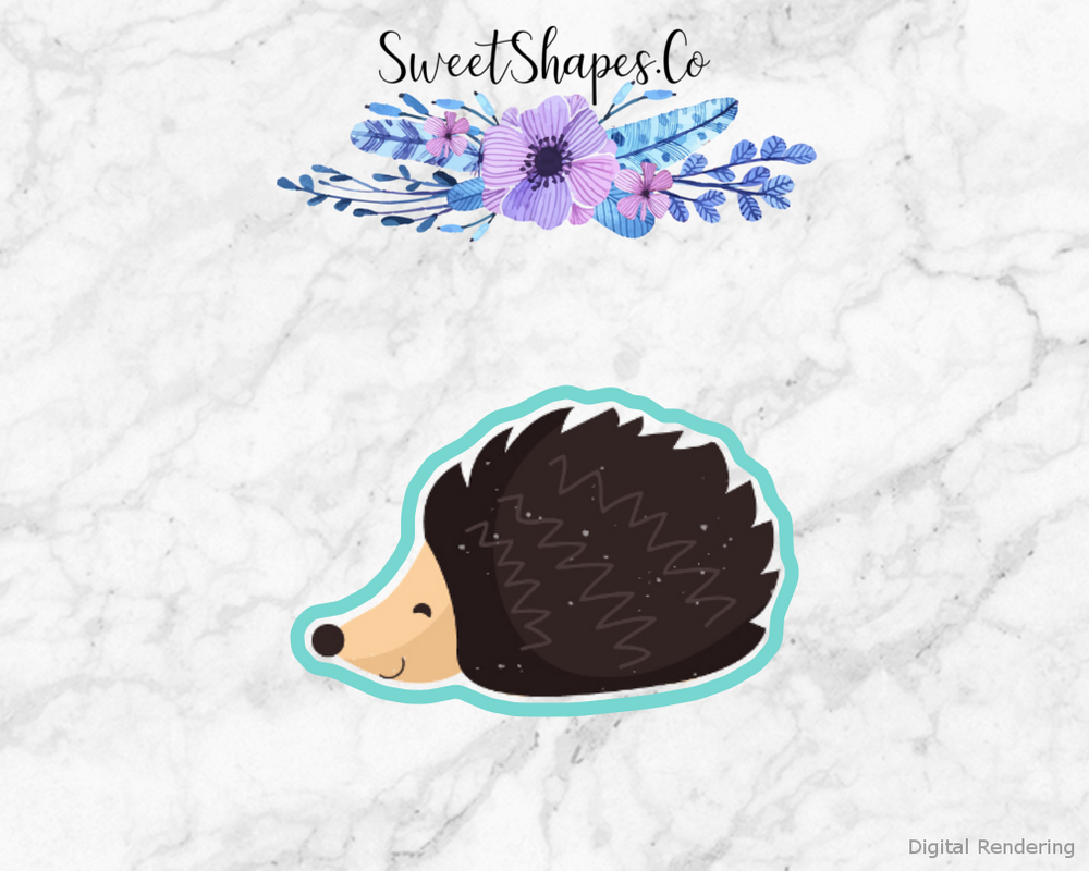 Hedgehog Cookie Cutter — artwork with a close-fitting teal outline