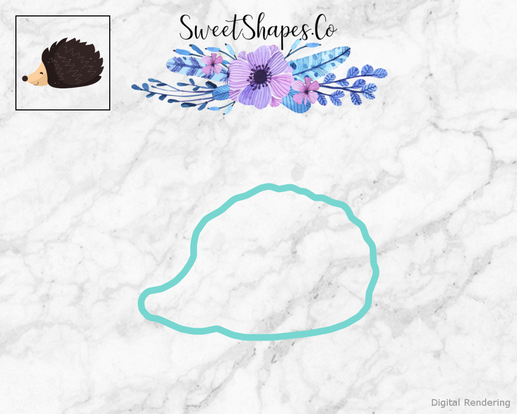 Hedgehog Cookie Cutter — teal outline with a small artwork preview