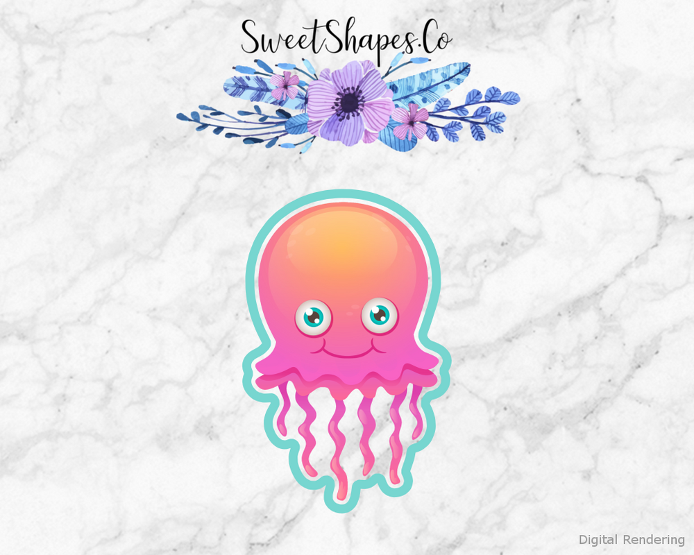 Jellyfish Cookie Cutter — artwork with a close-fitting teal outline
