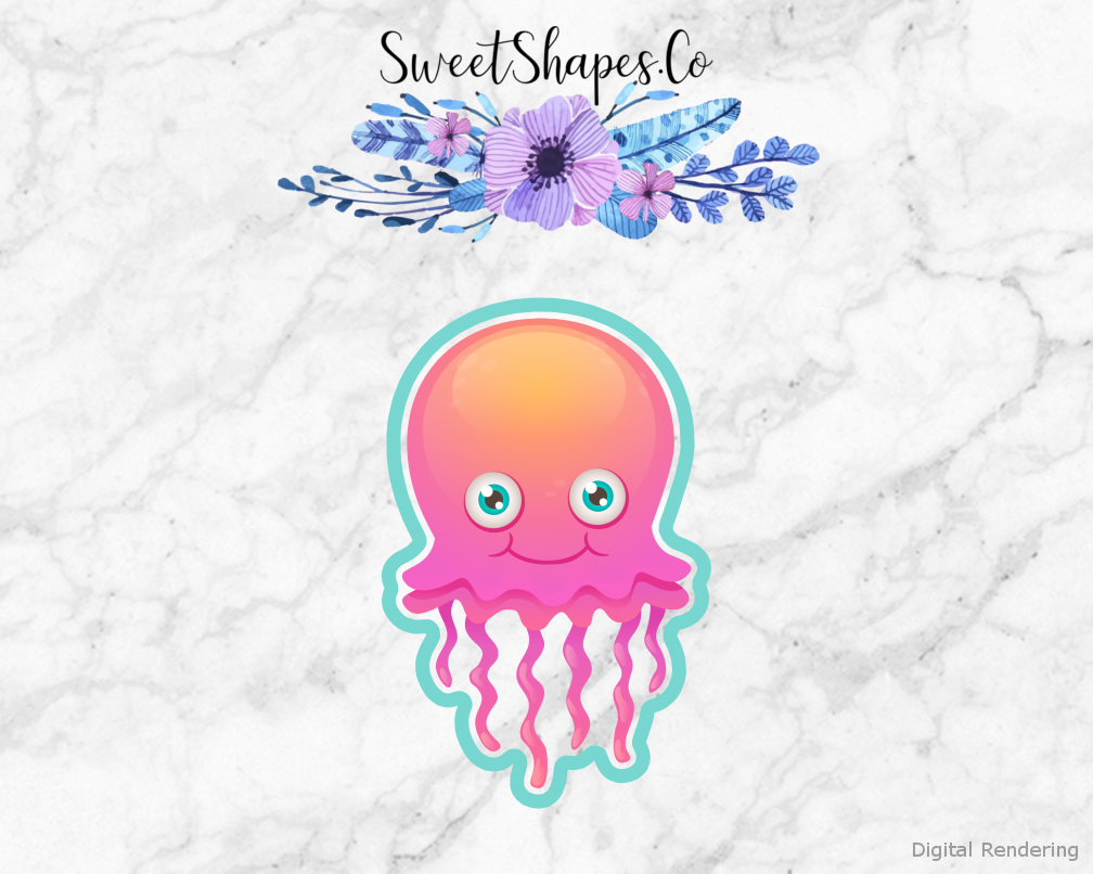 Jellyfish Cookie Cutter — artwork with a close-fitting teal outline