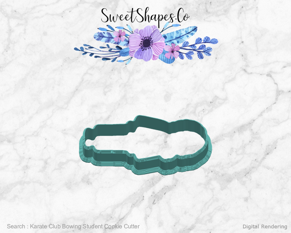 Karate Club Bowing Student Cookie Cutter — right manufacturing view
