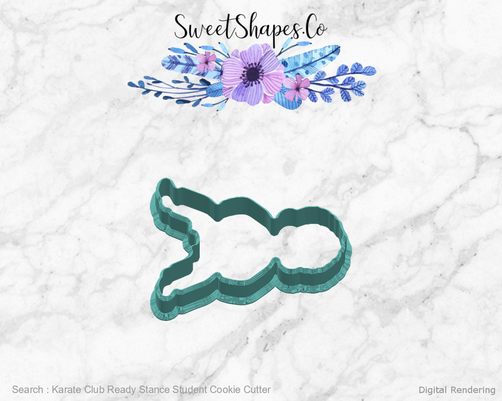 Karate Club Ready Stance Student Cookie Cutter — right manufacturing view